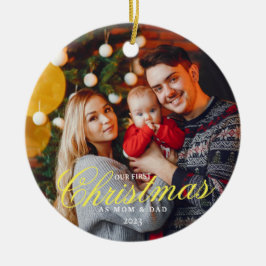 Adorno De Cerámica Nuestra primera Navidad como MOM y DAD con foto