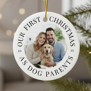 Adorno De Cerámica Nuestra primera Navidad como padres de perro