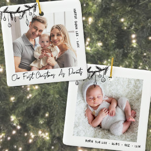 Adorno De Cerámica Nuestra Primera Navidad Como Padres Foto del Bebé
