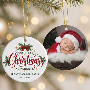 Adorno De Cerámica Nuestra primera Navidad como padres Foto personali