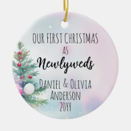 Adorno De Cerámica Nuestra primera Navidad como recién casados Pastel