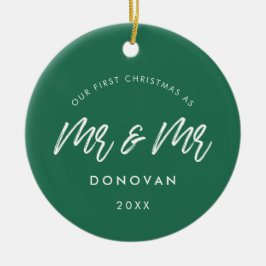Adorno De Cerámica Nuestra primera Navidad como Sr. y Sr. Modern Gree