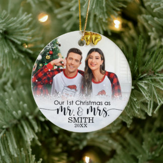 Adorno De Cerámica Nuestra Primera Navidad Como Sr. Y Sra. Ceramic Or