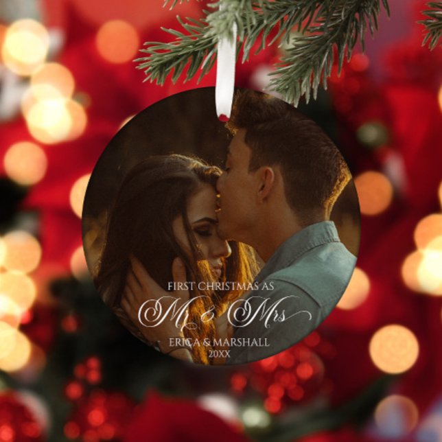 Adorno De Cerámica Nuestra Primera Navidad Como Sr y Sra Imagen Perso (Subido por el creador)