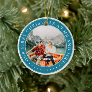 Adorno De Cerámica Nuestra primera Navidad como Sr. y Sra. Modern Pho