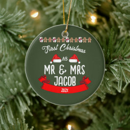 Adorno De Cerámica Nuestra primera Navidad como Sr. y Sra. Newlyw