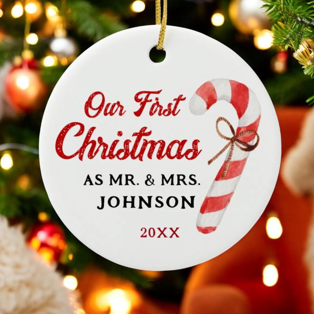 Adorno De Cerámica Nuestra primera Navidad como Sr. y Sra. Newlyweds (Subido por el creador)