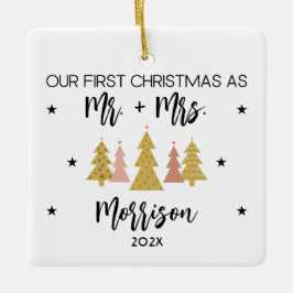Adorno De Cerámica Nuestra primera Navidad como Sr. y Sra. Personaliz