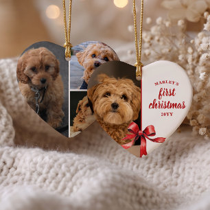 Adorno De Cerámica Nuestra Primera Navidad con Nuestro Cachorro 4 Fot