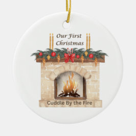 Adorno De Cerámica Nuestra primera Navidad con una chimenea en un