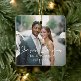 Adorno De Cerámica ¡Nuestra primera Navidad! Elegante, Simpel, Foto