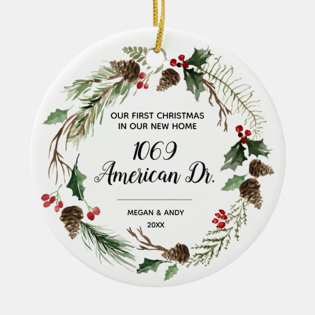 Adorno De Cerámica Nuestra primera Navidad en nuestros nuevos Navidad (Frente)