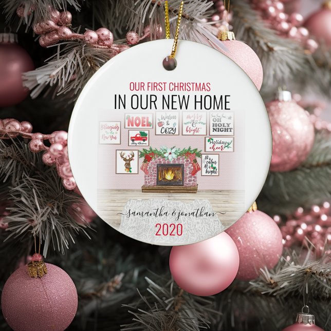 Adorno De Cerámica Nuestra Primera Navidad En Nueva Acuarela Doméstic (Subido por el creador)