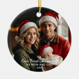 Adorno De Cerámica Nuestra primera Navidad, foto de mamá y papá