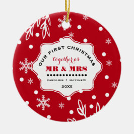 Adorno De Cerámica Nuestra Primera Navidad. Foto personalizada