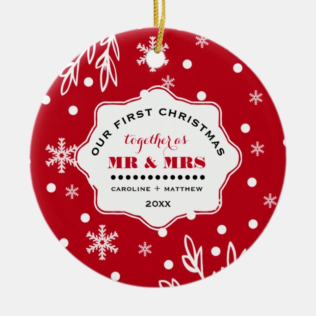 Adorno De Cerámica Nuestra Primera Navidad. Foto personalizada (Frente)