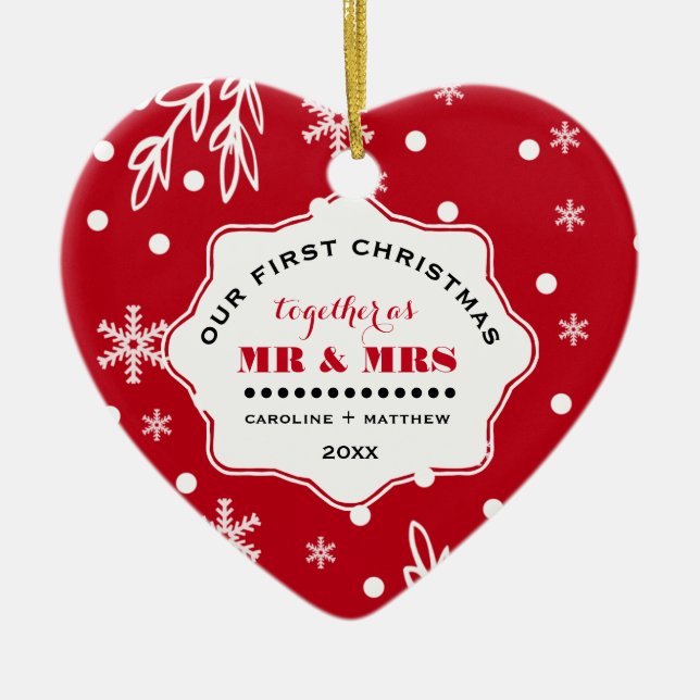 Adorno De Cerámica Nuestra Primera Navidad. Foto personalizada (Frente)