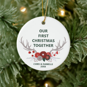 Adorno De Cerámica Nuestra primera Navidad juntos, atletas personaliz