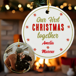Adorno De Cerámica Nuestra primera Navidad juntos, copos de nieve