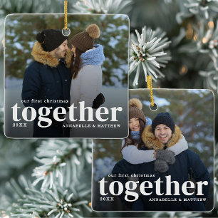 Adorno De Cerámica Nuestra Primera Navidad Juntos Foto de Pareja
