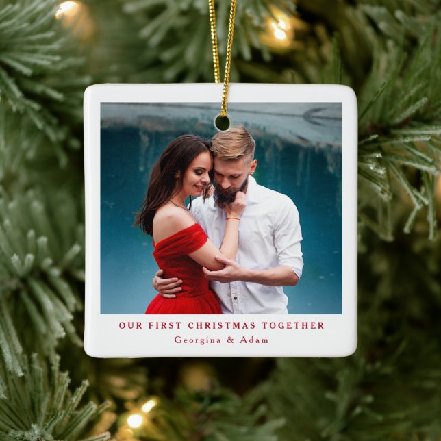 Adorno De Cerámica Nuestra primera Navidad juntos foto personalizada (Árbol)