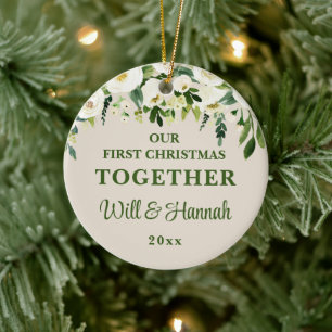 Adorno De Cerámica Nuestra primera Navidad juntos pareja personalizad