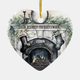 Adorno De Cerámica Nuestra primera Navidad juntos Personalizada