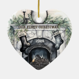 Adorno De Cerámica Nuestra primera Navidad juntos Personalizada