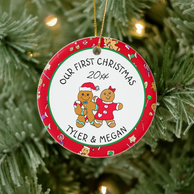 Adorno De Cerámica Nuestra primera Navidad juntos personalizada (Árbol)