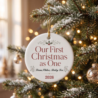 Adorno De Cerámica ''Nuestra Primera Navidad Juntos'' Personalizado 