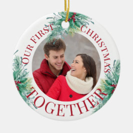 Adorno De Cerámica Nuestra primera Navidad juntos Personalizado Foto 