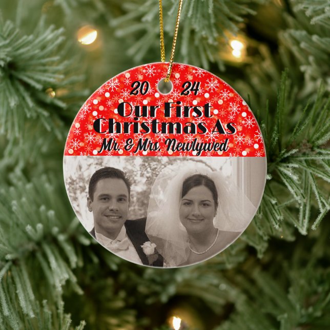 Adorno De Cerámica Nuestra primera Navidad, los recién casados person (Árbol)