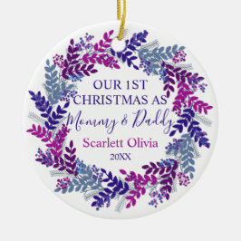 Adorno De Cerámica Nuestra Primera Navidad, Mamá Papi, Bebé.