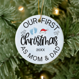 Adorno De Cerámica Nuestra primera Navidad: Mamá y papá