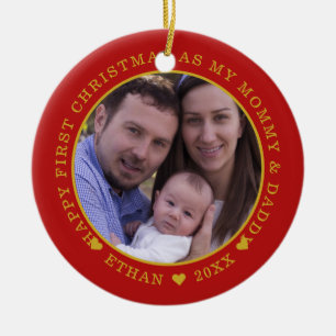 Adorno De Cerámica Nuestra Primera Navidad, Mamá Y Papá Fotografía