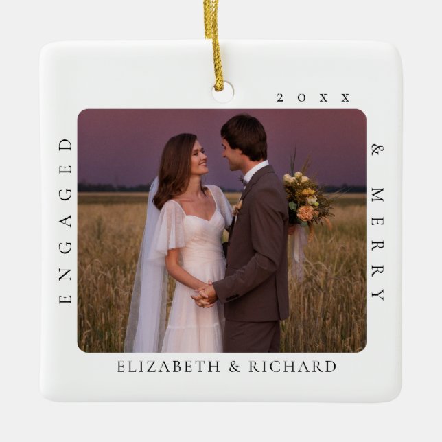 Adorno De Cerámica Nuestra primera Navidad Mínima Moderna Involucrada (Anverso)