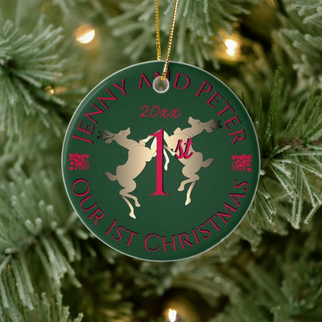 Adorno De Cerámica "Nuestra primera Navidad" reno (Árbol)
