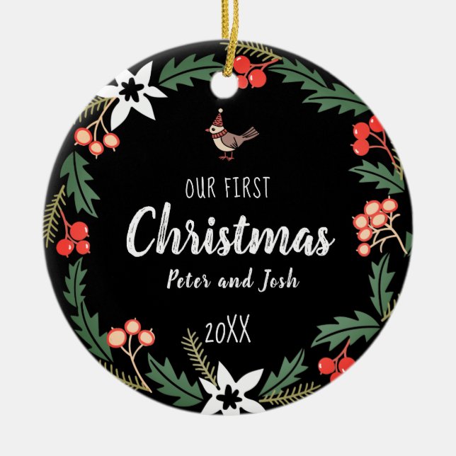 Adorno De Cerámica Nuestra primera Navidad sin género (Frente)