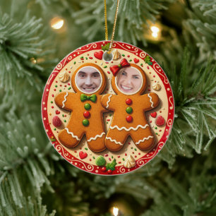 Adorno De Cerámica Nuestra Primera Navidad Sr & Sra Galleta de Jengib