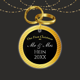 Adorno De Cerámica Nuestra primera Navidad Sr. y Sra. Classy Gold