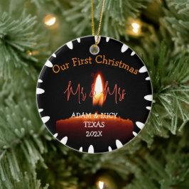 Adorno De Cerámica Nuestra primera Navidad, Sr. y Sra. New Candle