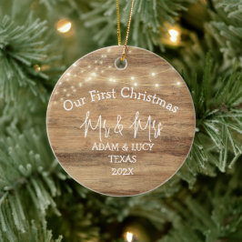 Adorno De Cerámica Nuestra primera Navidad, Sr. y Sra. Newlywoed