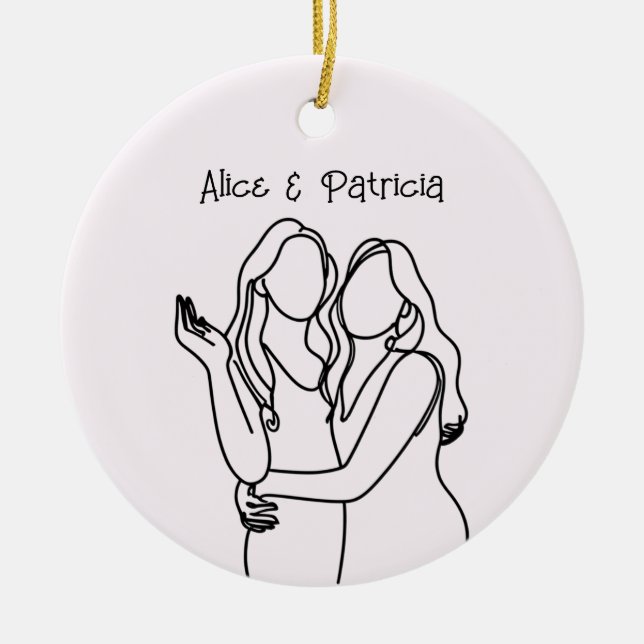 Adorno De Cerámica Nuestra primera pareja de lesbianas de Navidad (Frente)