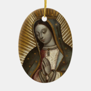 ADORNO DE CERÁMICA NUESTRA SEÑORA DE GUADALUPE REZA POR NOSOTROS