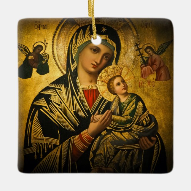 Adorno De Cerámica Nuestra Señora de la Perpetua Ayuda (Anverso)