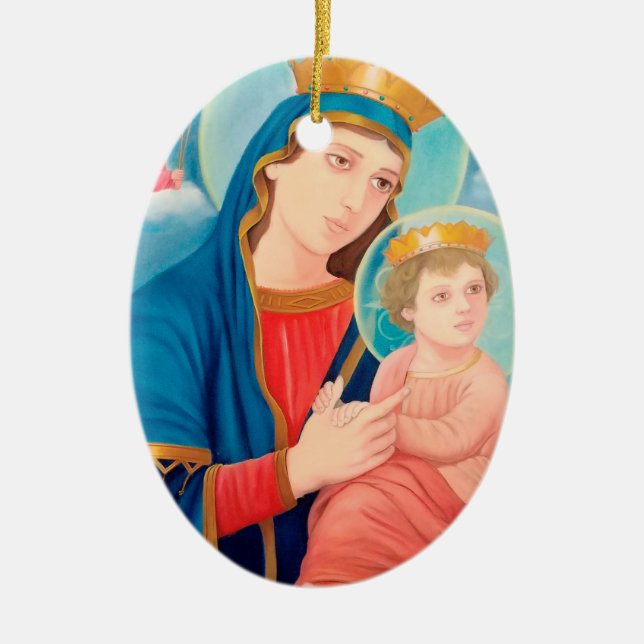 Adorno De Cerámica Nuestra Señora de la Perpetua Ayuda Católica (Frente)