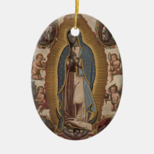 ADORNO DE CERÁMICA NUESTRA SEÑORA OF GUADALUPE RUEGA PARA LOS