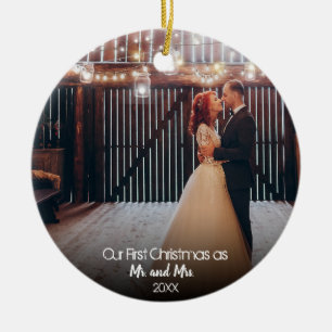 Adorno De Cerámica Nuestras primeras luces de foto de Navidad 2 para
