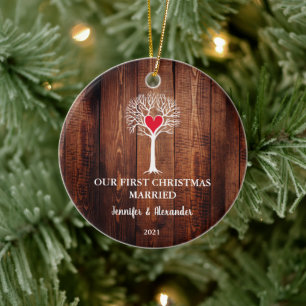 Adorno De Cerámica Nuestras primeras navidades casaron con un árbol 