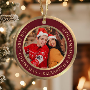 Adorno De Cerámica Nuestras Primeras Navidades Fotos en Borgoña y Dor